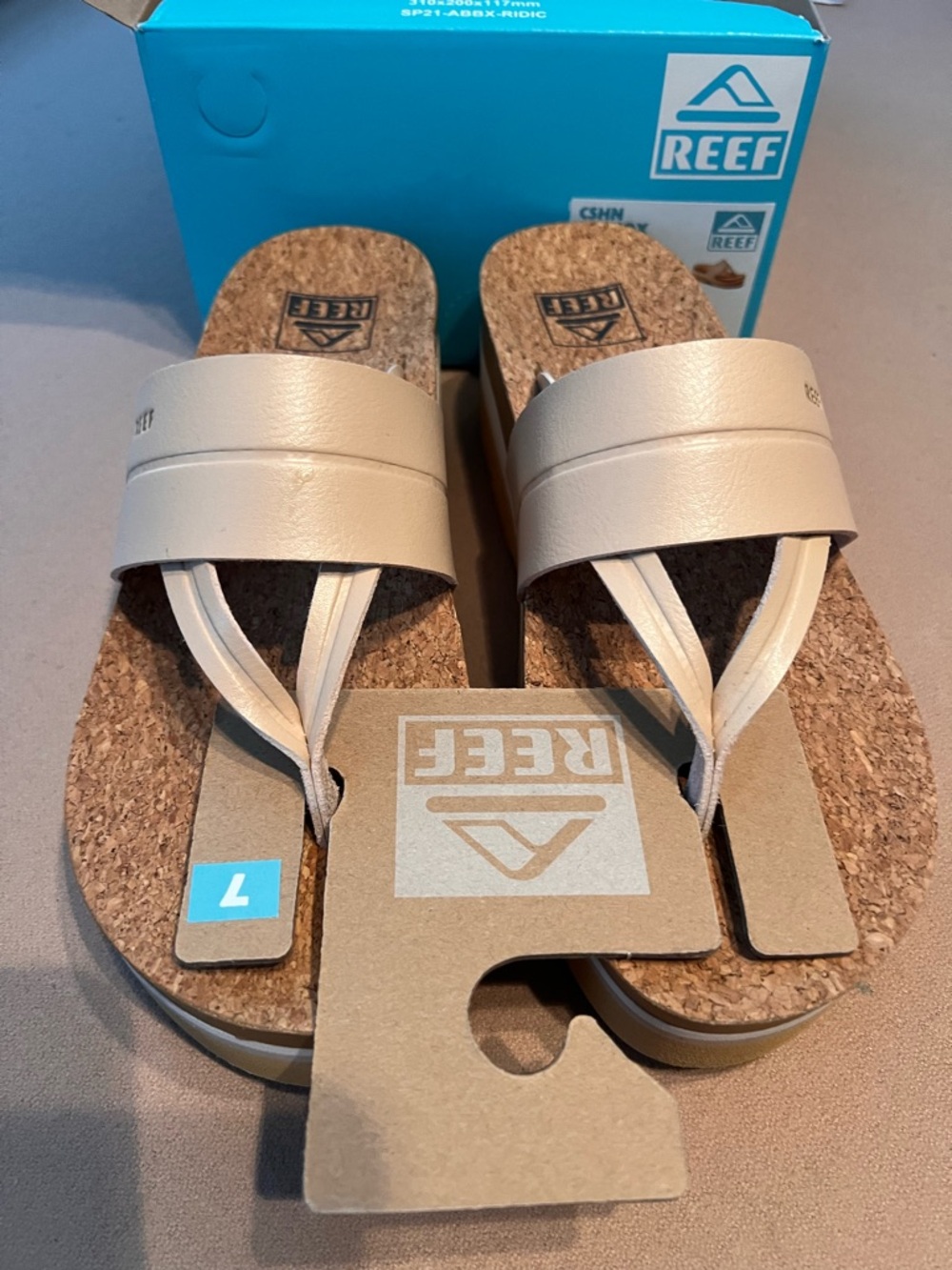 Reef Women’s Beige Cork Slide Sandals